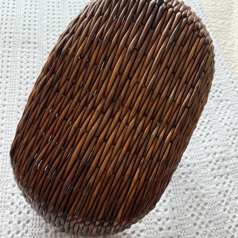 Woven Decorative Basket with Dual Handles - Brown